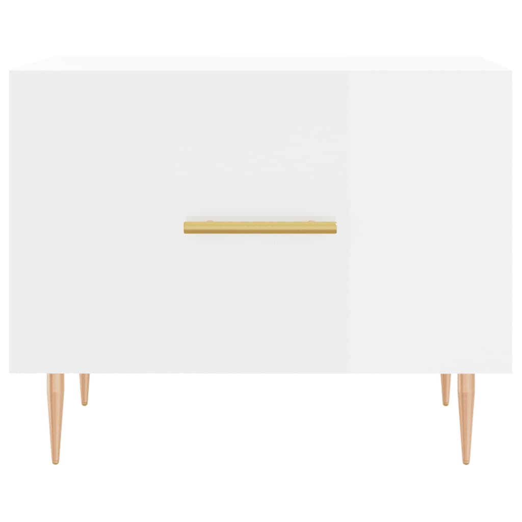 Table basse blanc brillant 50x50x40 cm bois d’ingénierie - Tables basses