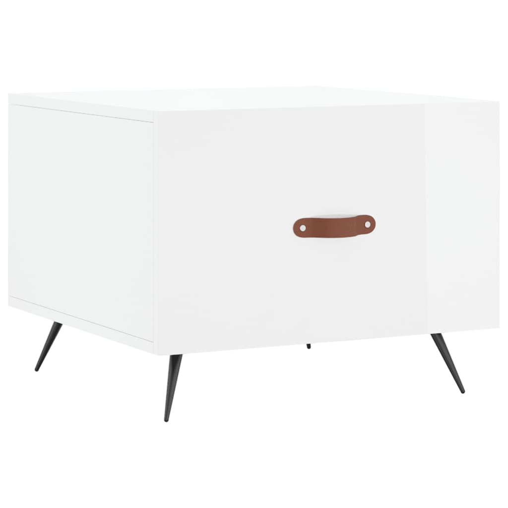 Table basse blanc brillant 50x50x40 cm bois d’ingénierie - Tables basses