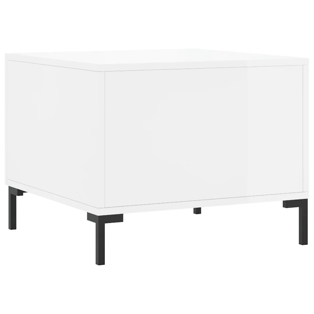 Table basse blanc brillant 50x50x40 cm bois d’ingénierie - Tables basses