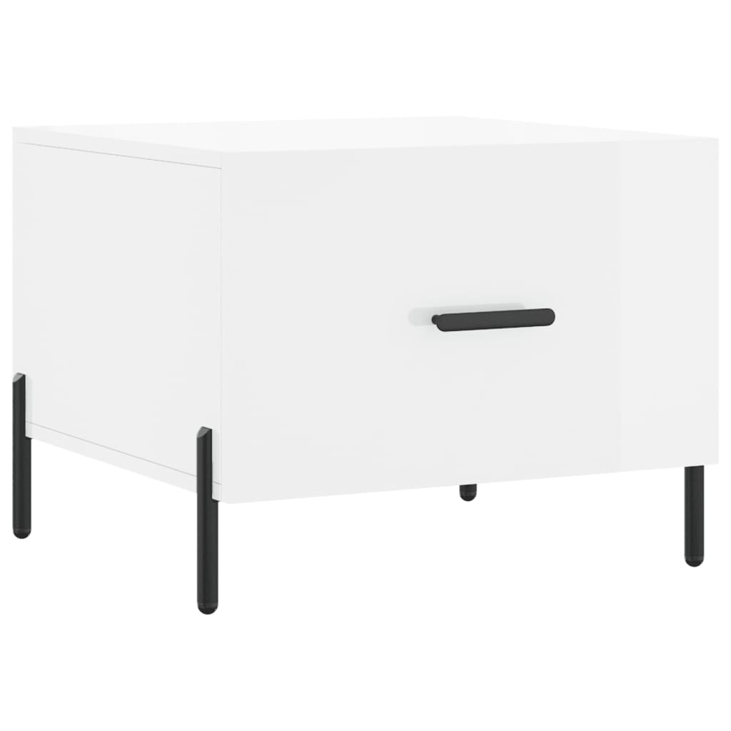 Table basse blanc brillant 50x50x40 cm bois d’ingénierie - Tables basses