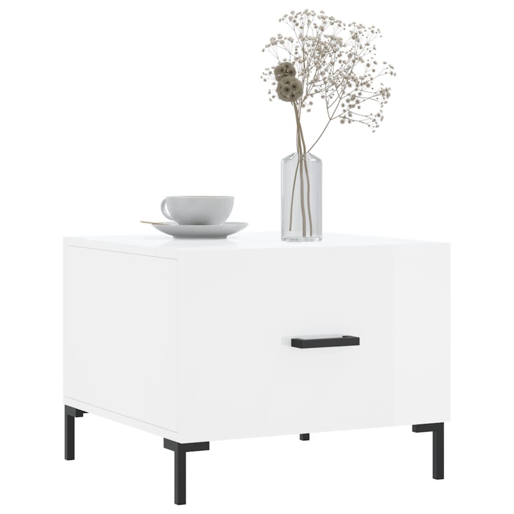 Table basse blanc brillant 50x50x40 cm bois d’ingénierie - Tables basses