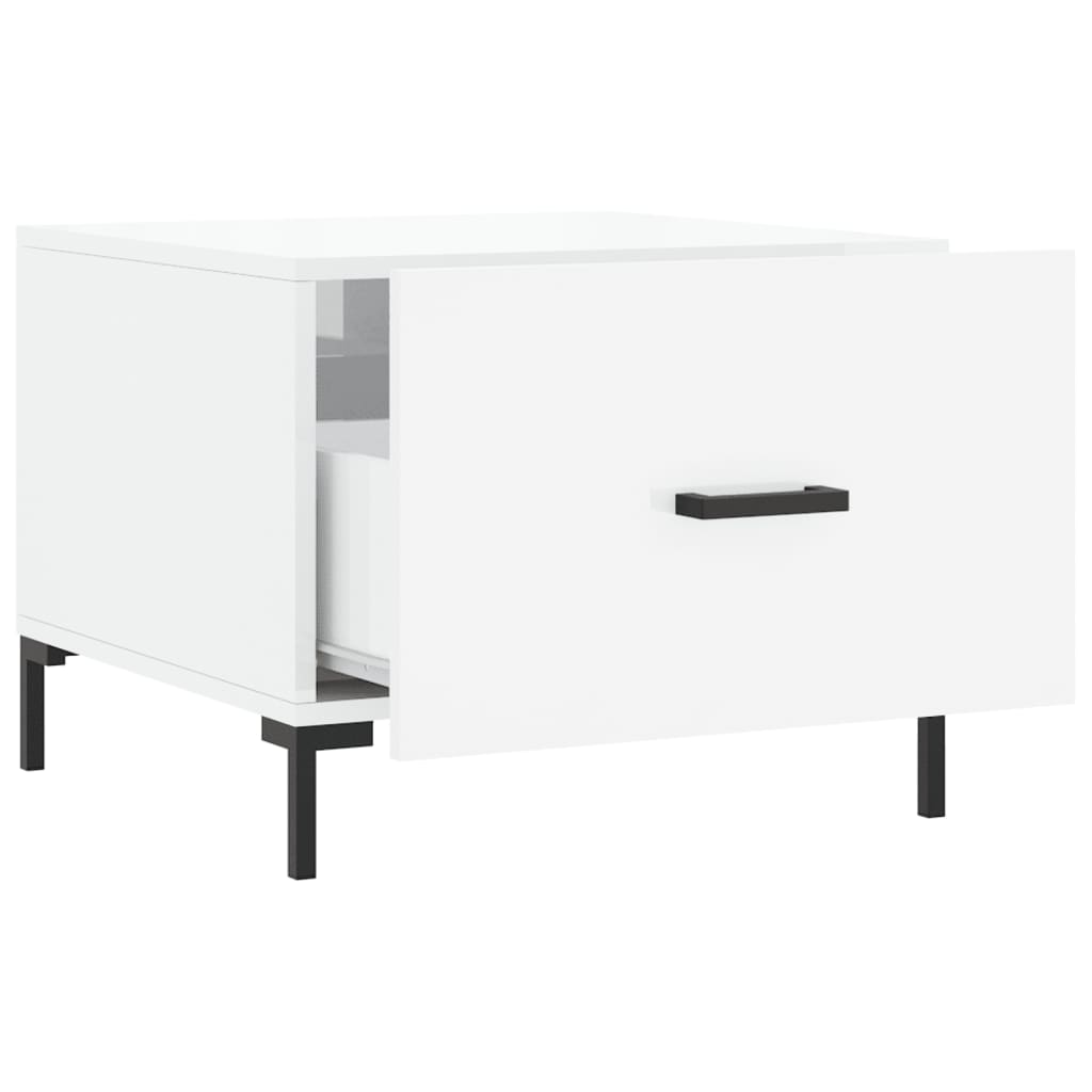 Table basse blanc brillant 50x50x40 cm bois d’ingénierie - Tables basses