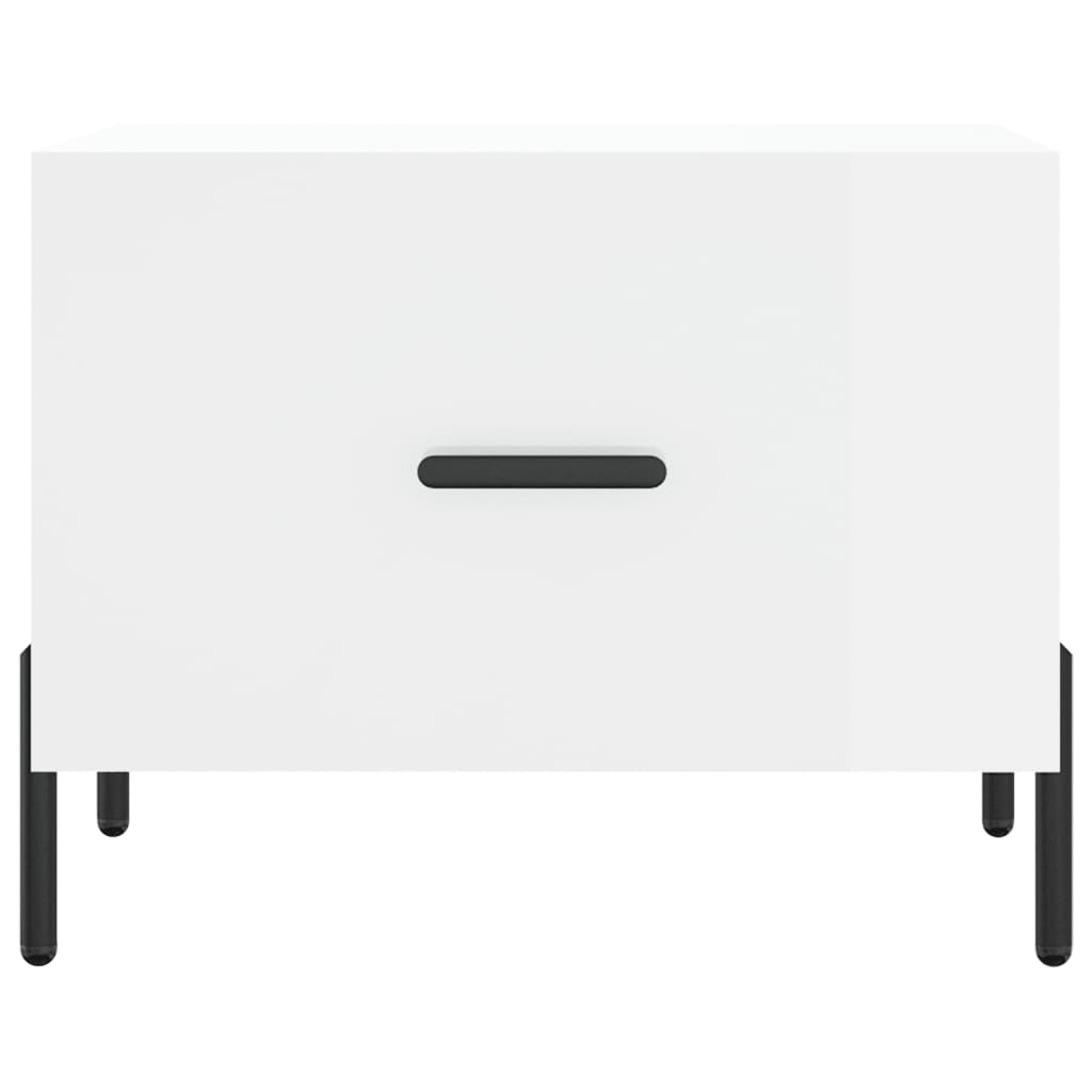 Table basse blanc brillant 50x50x40 cm bois d’ingénierie - Tables basses