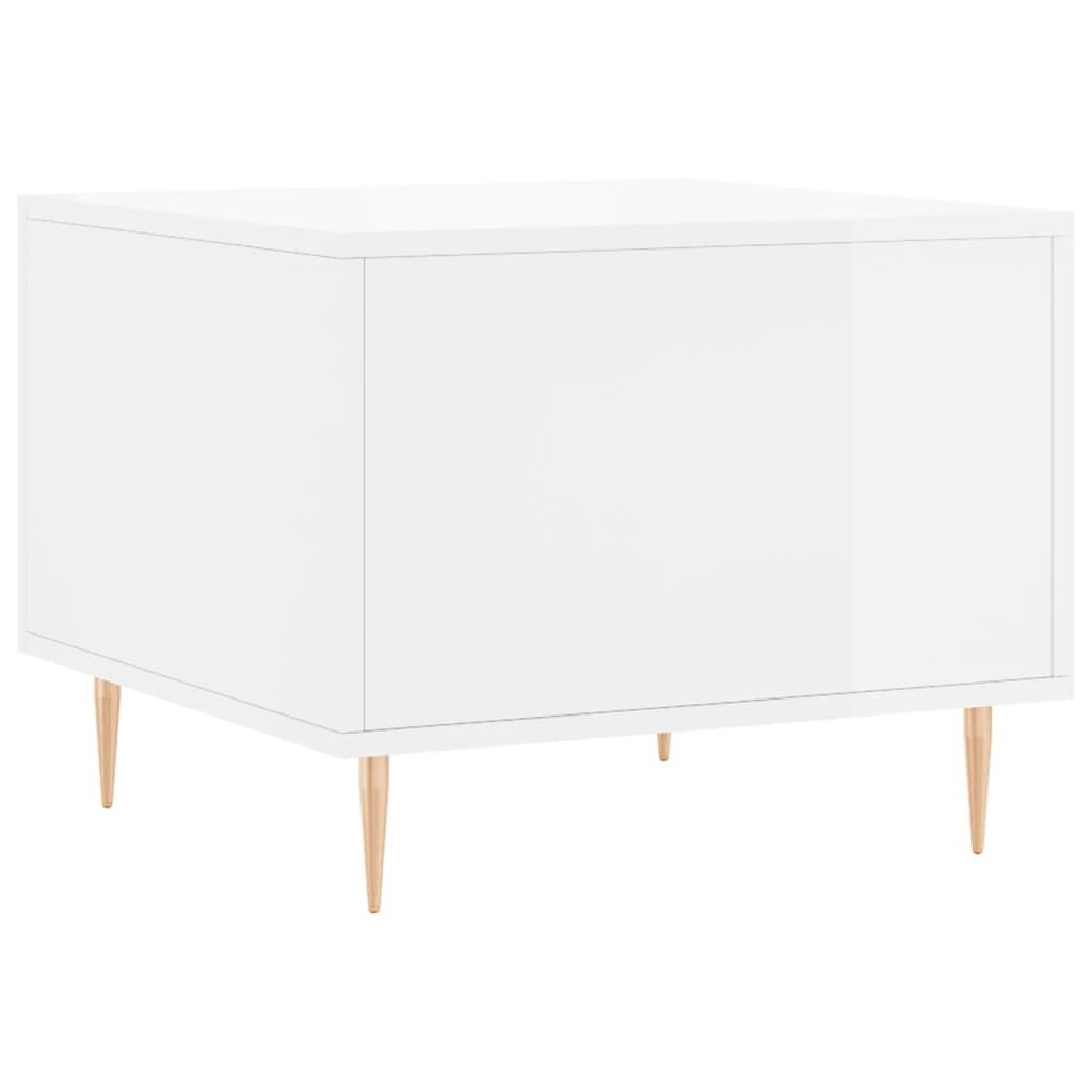 Table basse blanc brillant 50x50x40 cm bois d’ingénierie - Tables basses