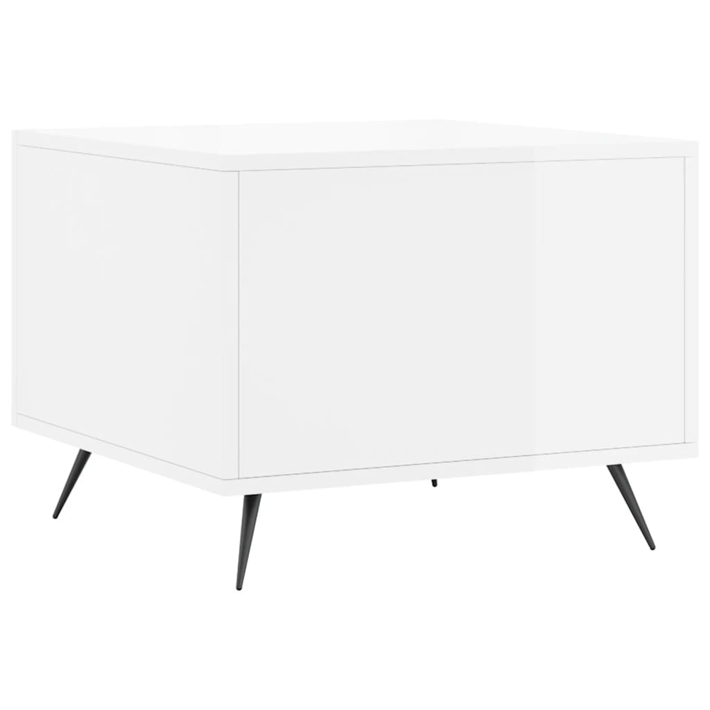 Table basse blanc brillant 50x50x40 cm bois d’ingénierie - Tables basses