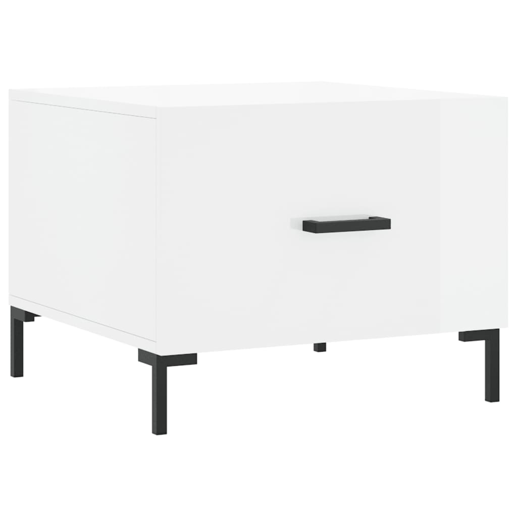 Table basse blanc brillant 50x50x40 cm bois d’ingénierie - Tables basses