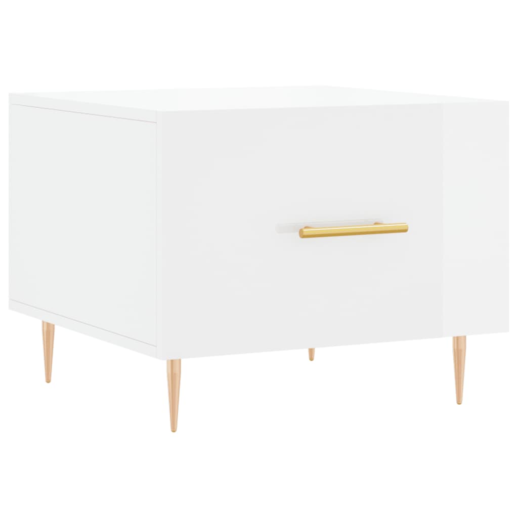 Table basse blanc brillant 50x50x40 cm bois d’ingénierie - Tables basses