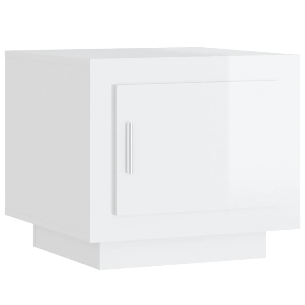 Table basse blanc brillant 51x50x45 cm bois d’ingénierie - Tables basses