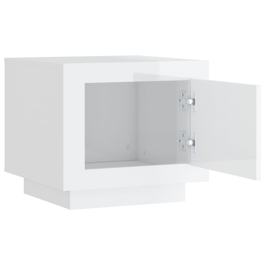 Table basse blanc brillant 51x50x45 cm bois d’ingénierie - Tables basses