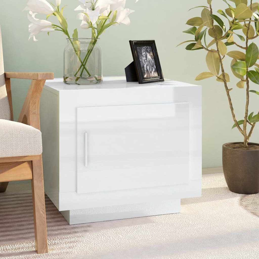 Table basse blanc brillant 51x50x45 cm bois d’ingénierie - Tables basses
