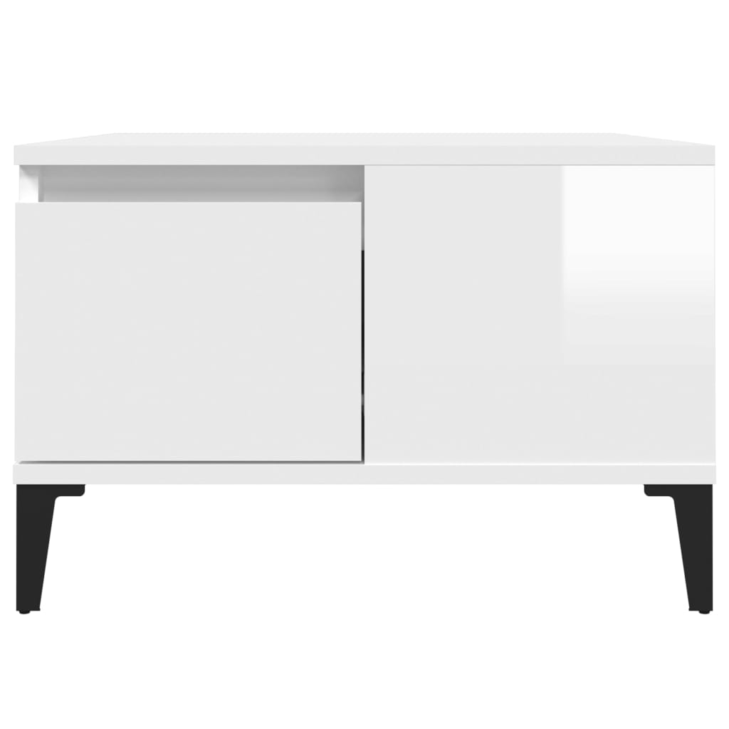 Table basse blanc brillant 55x55x36,5 cm bois d’ingénierie - Tables basses