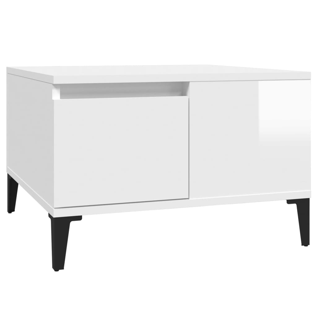 Table basse blanc brillant 55x55x36,5 cm bois d’ingénierie - Tables basses