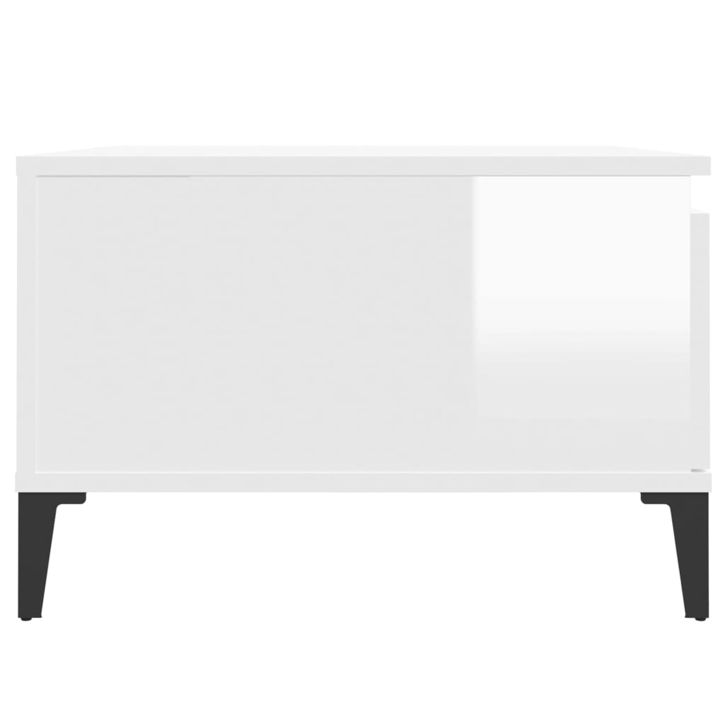 Table basse blanc brillant 55x55x36,5 cm bois d’ingénierie - Tables basses