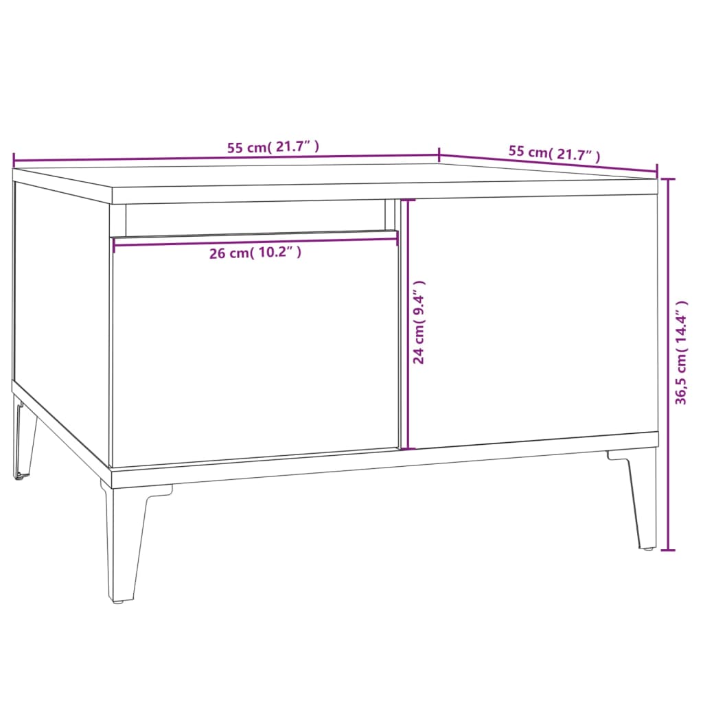Table basse blanc brillant 55x55x36,5 cm bois d’ingénierie - Tables basses