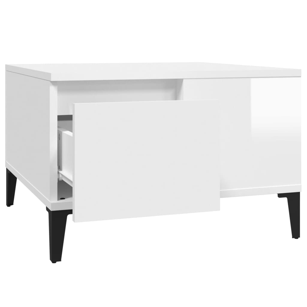 Table basse blanc brillant 55x55x36,5 cm bois d’ingénierie - Tables basses