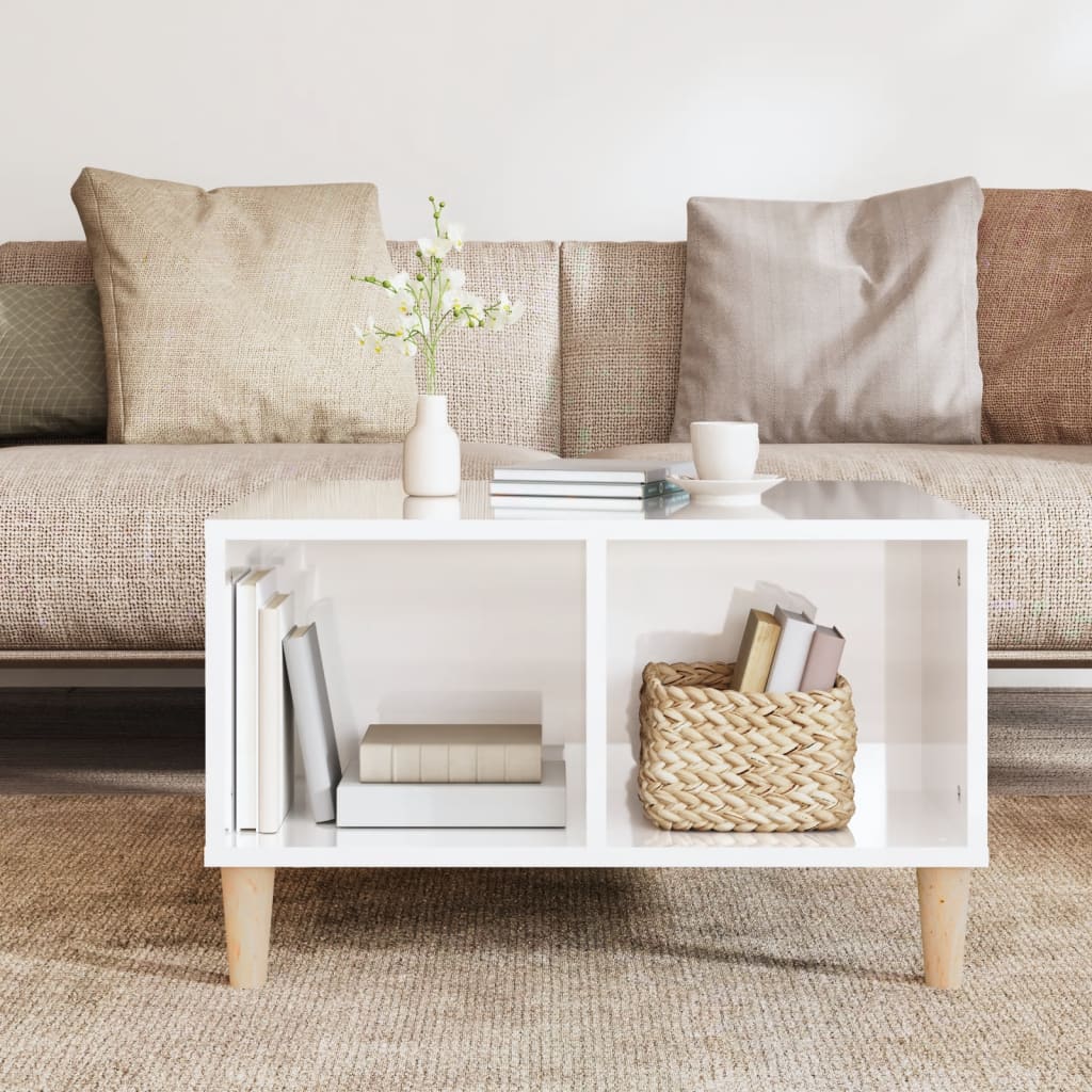 Table basse Blanc brillant 60x50x36,5 cm Bois d’ingénierie - Tables basses