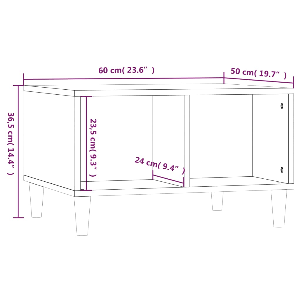 Table basse Blanc brillant 60x50x36,5 cm Bois d’ingénierie - Tables basses