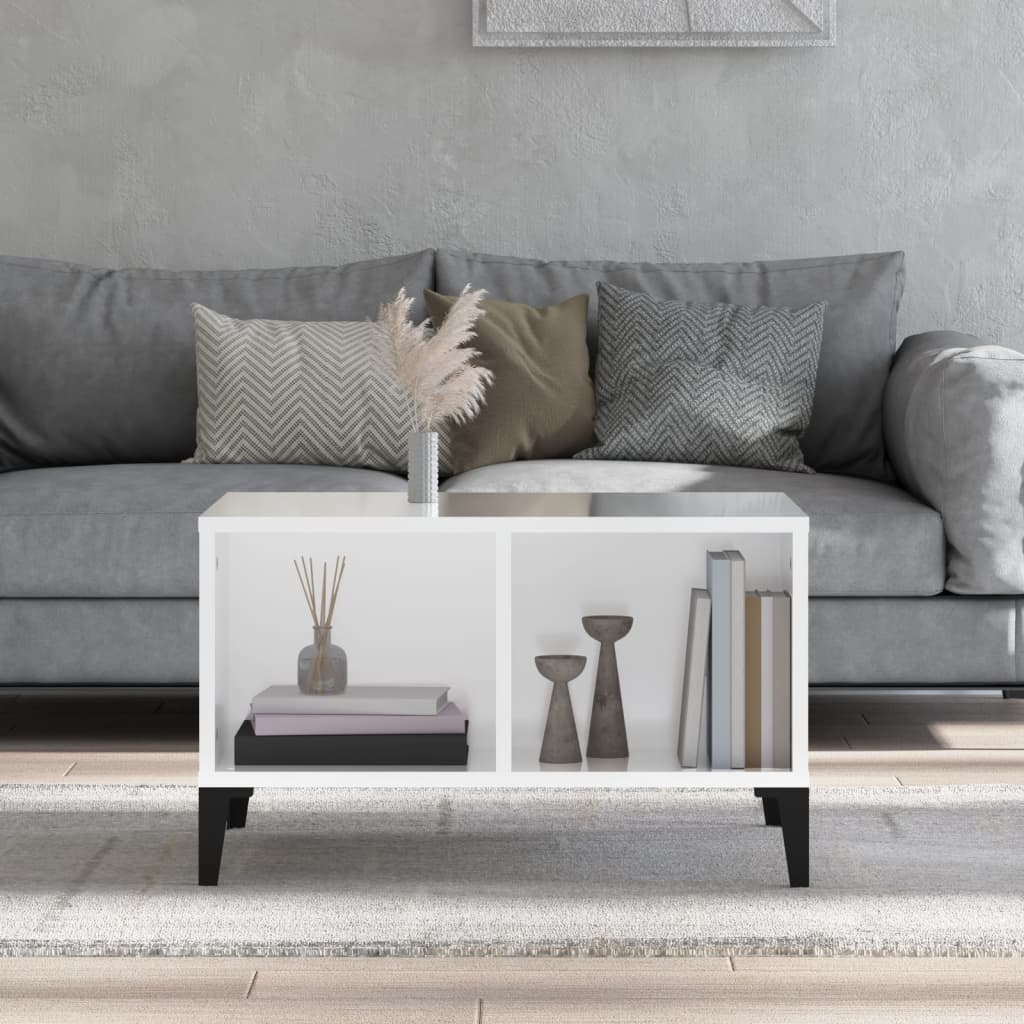 Table basse Blanc brillant 60x50x36,5 cm Bois d’ingénierie - Tables basses