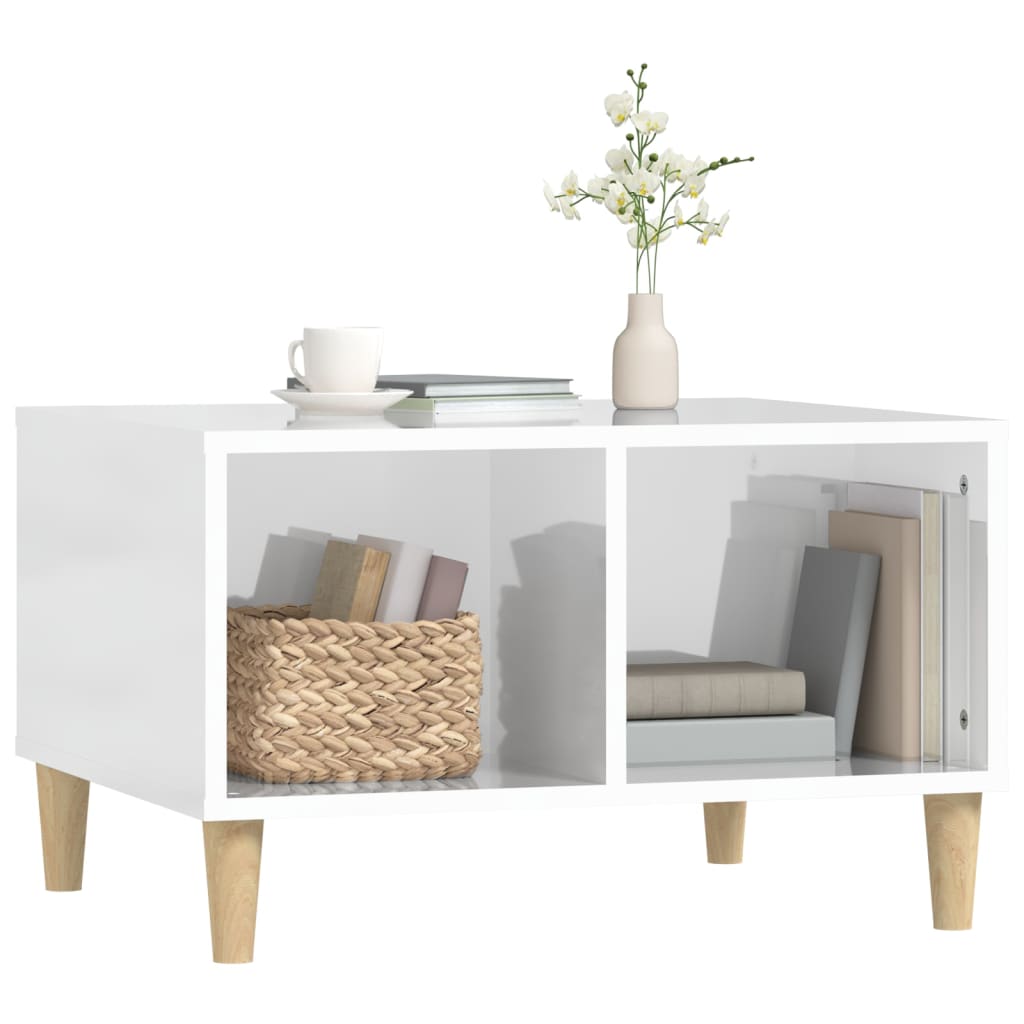 Table basse Blanc brillant 60x50x36,5 cm Bois d’ingénierie - Tables basses