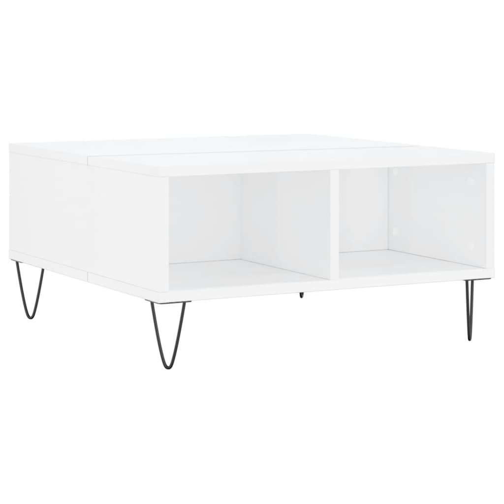 Table basse blanc brillant 60x60x30 cm bois d’ingénierie - Tables basses