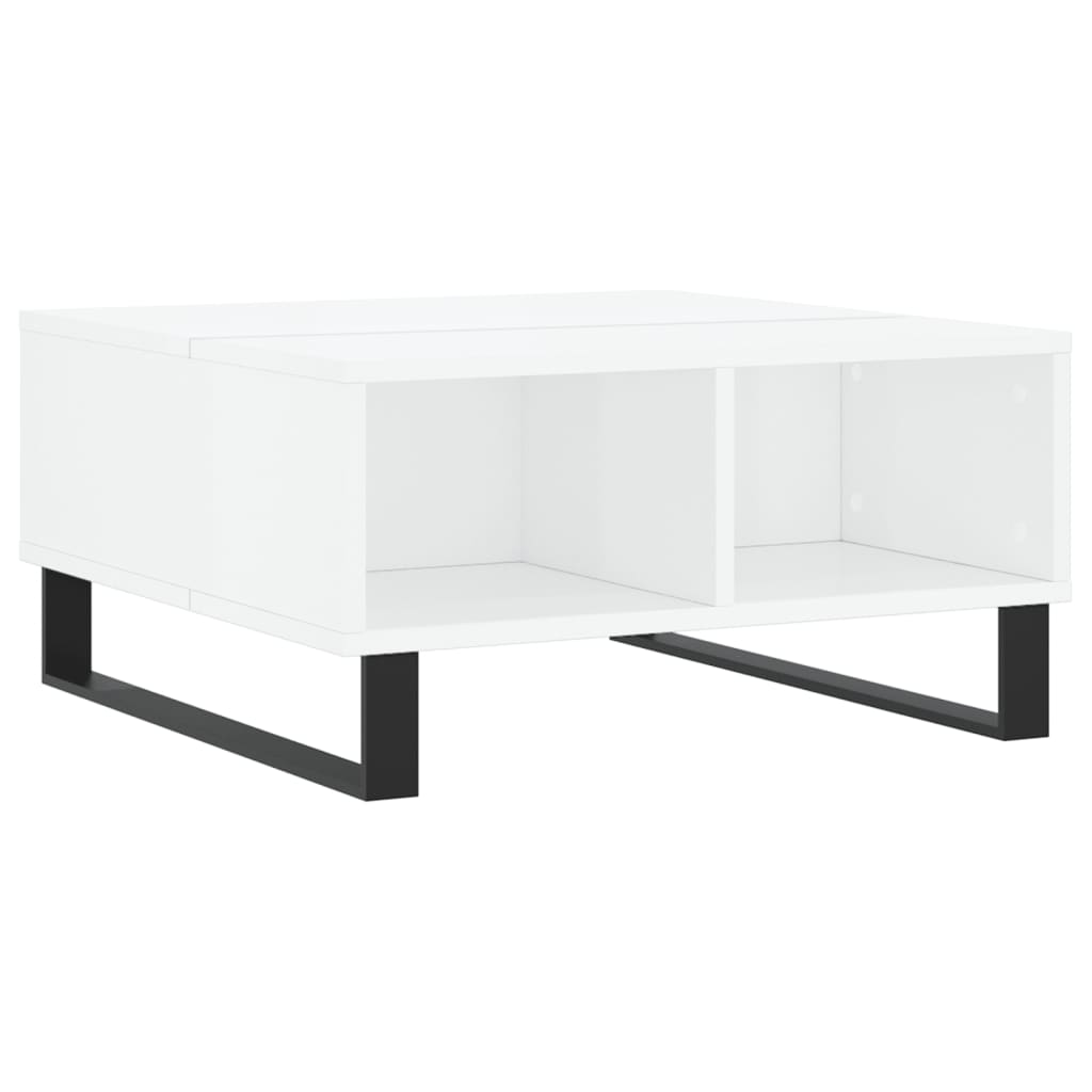 Table basse blanc brillant 60x60x30 cm bois d’ingénierie - Tables basses