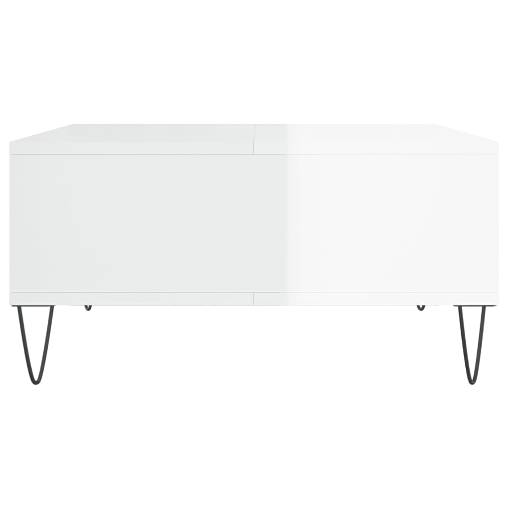Table basse blanc brillant 60x60x30 cm bois d’ingénierie - Tables basses