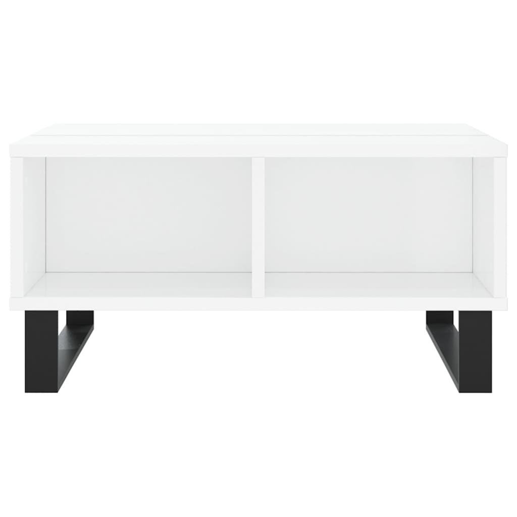 Table basse blanc brillant 60x60x30 cm bois d’ingénierie - Tables basses