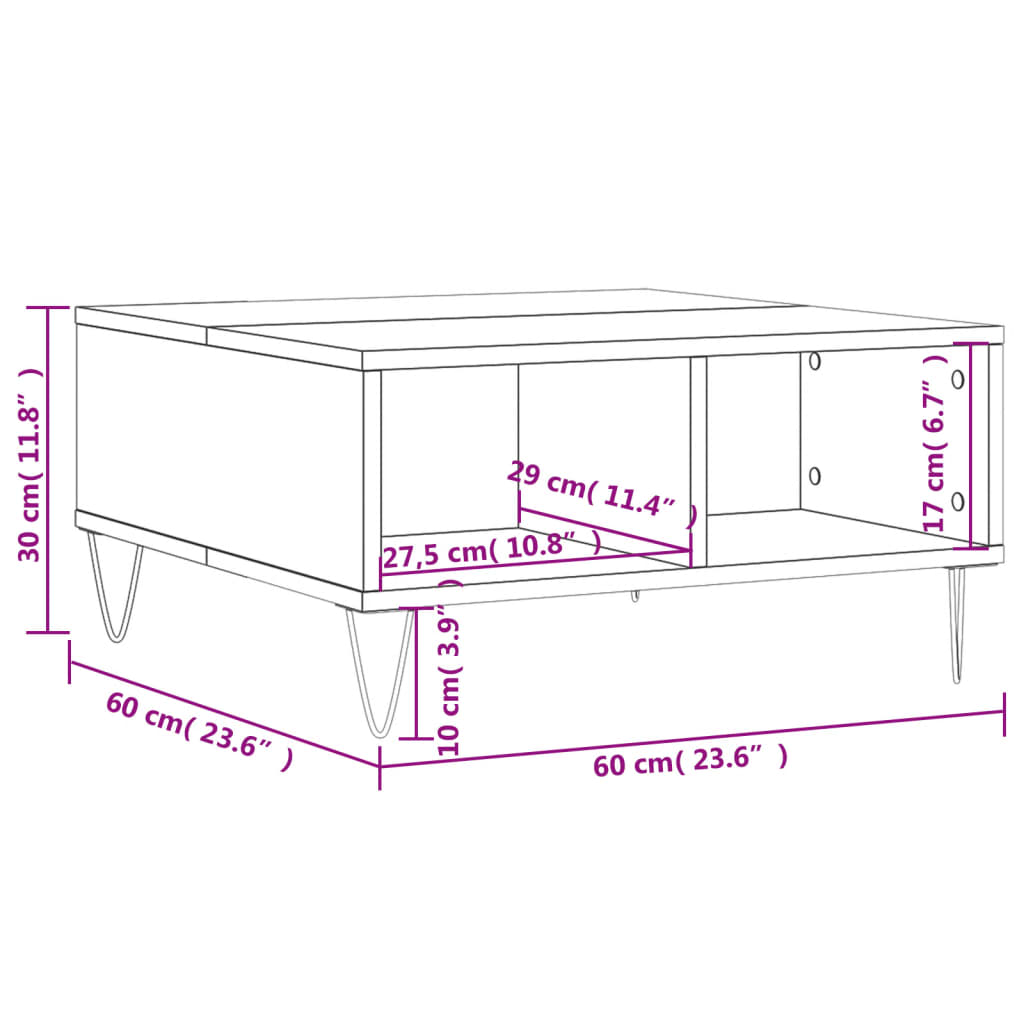 Table basse blanc brillant 60x60x30 cm bois d’ingénierie - Tables basses