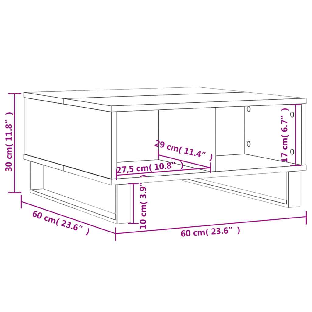Table basse blanc brillant 60x60x30 cm bois d’ingénierie - Tables basses