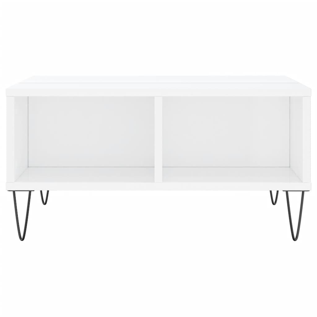 Table basse blanc brillant 60x60x30 cm bois d’ingénierie - Tables basses