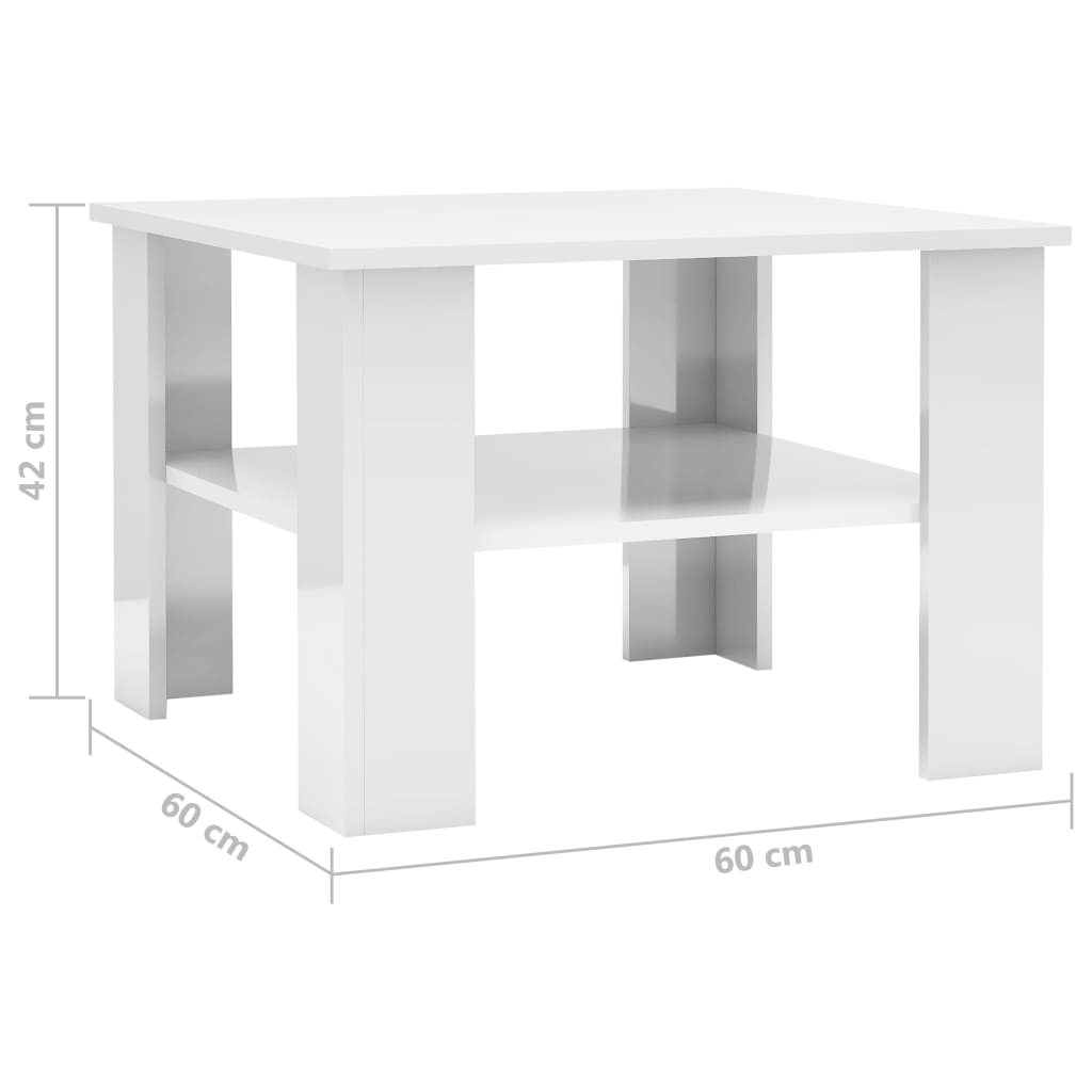 Table basse Blanc brillant 60x60x42 cm Bois d’ingénierie - Tables basses