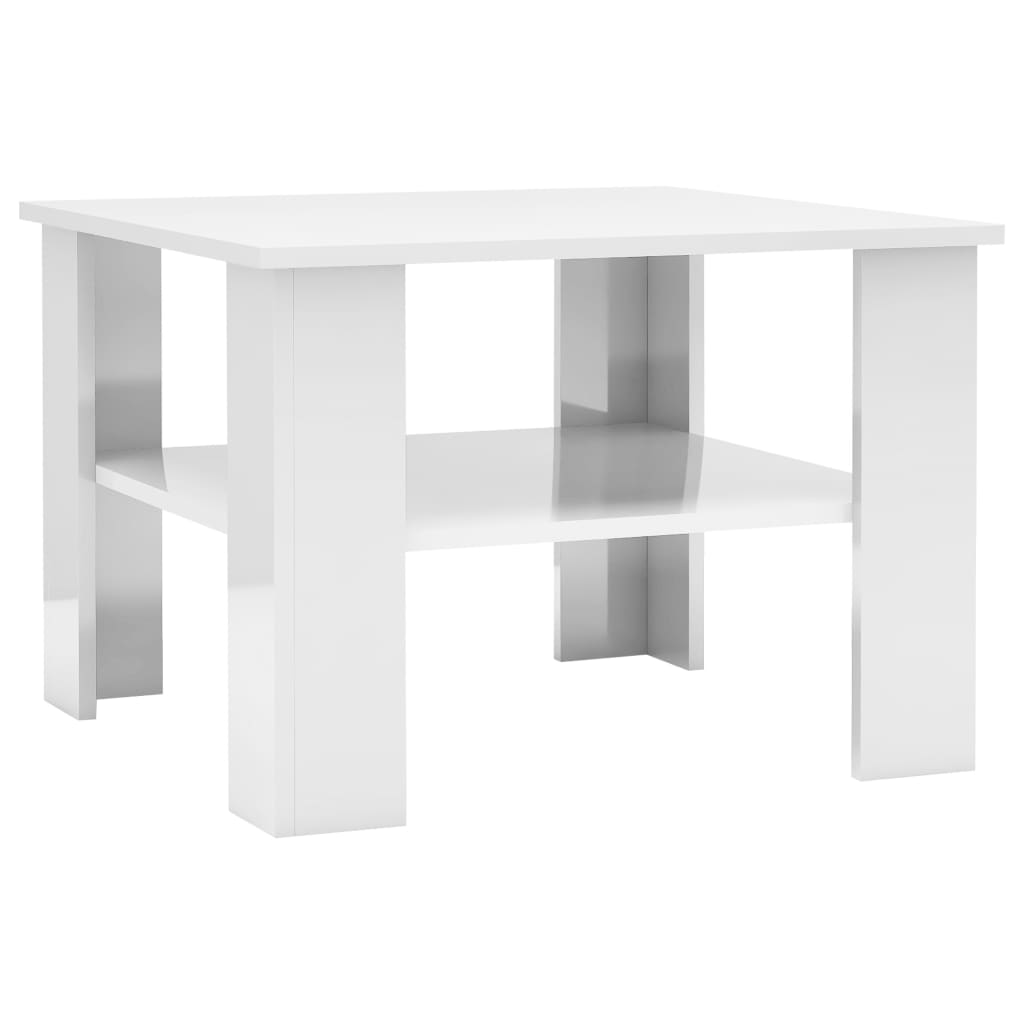 Table basse Blanc brillant 60x60x42 cm Bois d’ingénierie - Tables basses