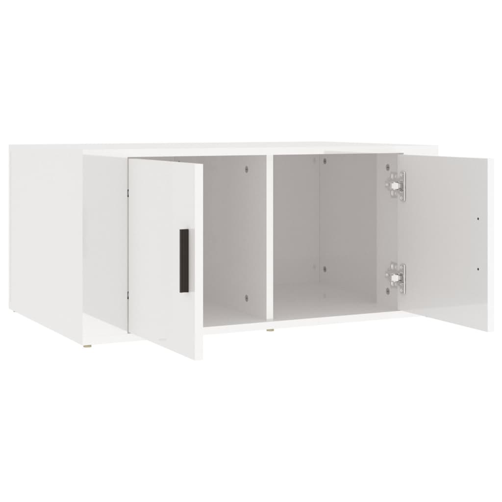 Table basse Blanc brillant 80x50x36 cm Bois d’ingénierie - Tables basses