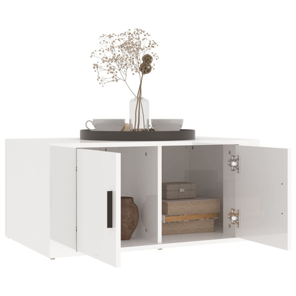 Table basse Blanc brillant 80x50x36 cm Bois d’ingénierie - Tables basses