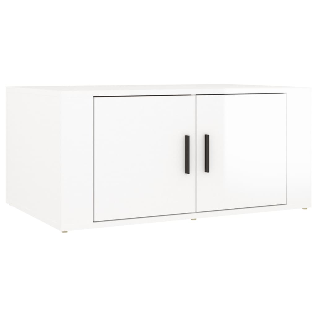 Table basse Blanc brillant 80x50x36 cm Bois d’ingénierie - Tables basses