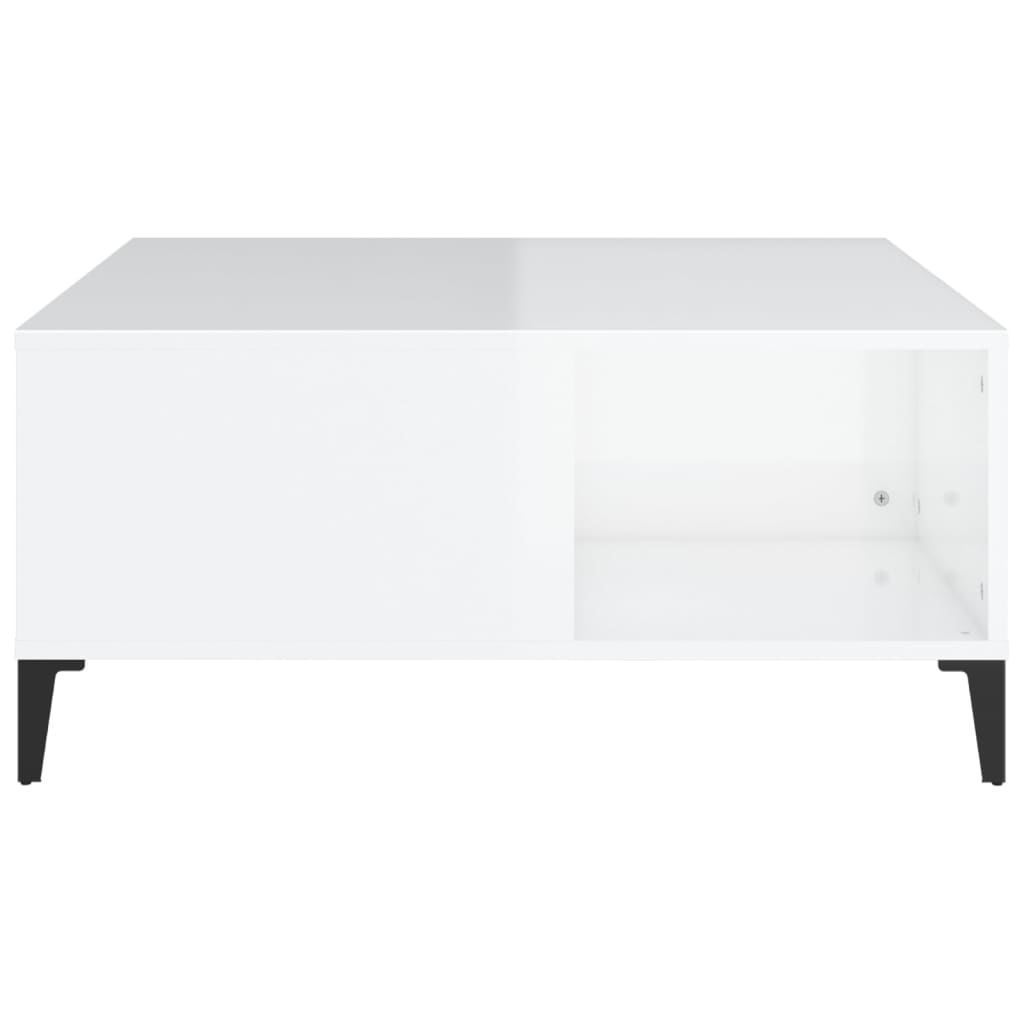 Table basse blanc brillant 80x80x36,5 cm bois d’ingénierie - Tables basses