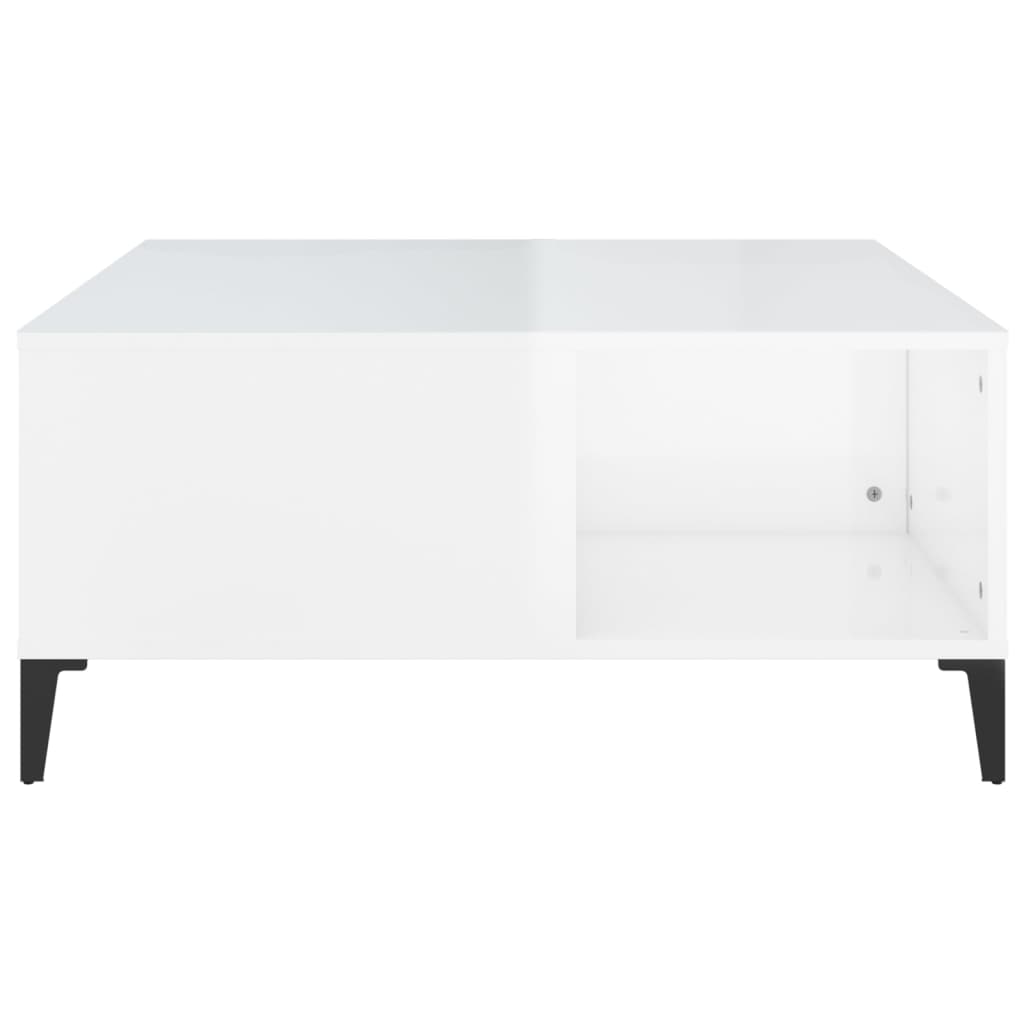 Table basse blanc brillant 80x80x36,5 cm bois d’ingénierie - Tables basses
