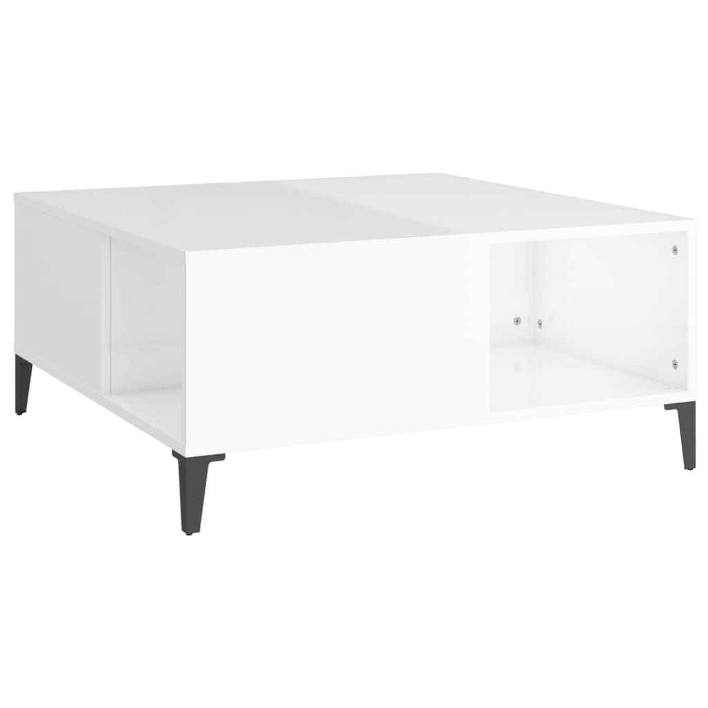 Table basse blanc brillant 80x80x36,5 cm bois d’ingénierie - Tables basses