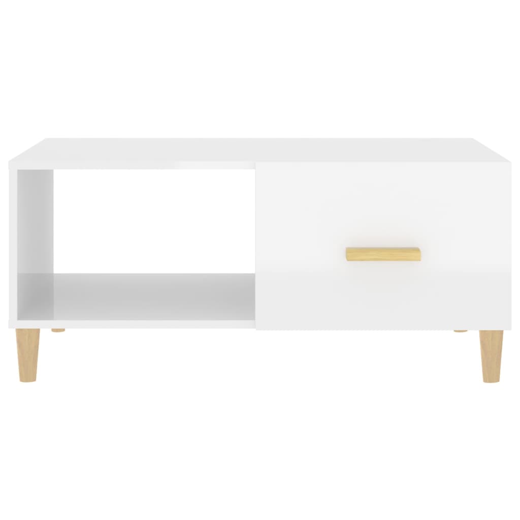 Table basse Blanc brillant 89,5x50x40 cm Bois d’ingénierie - Tables basses