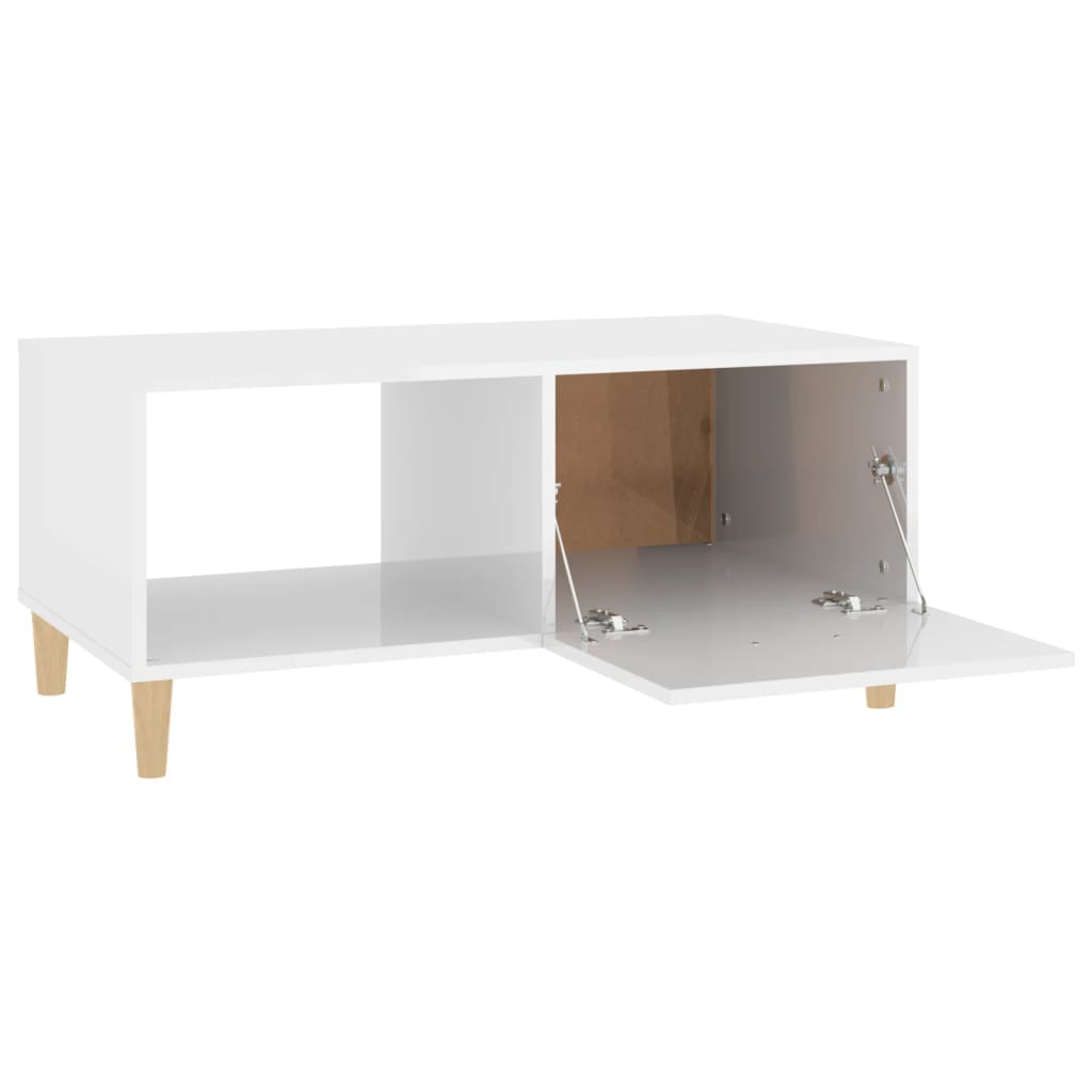 Table basse Blanc brillant 89,5x50x40 cm Bois d’ingénierie - Tables basses