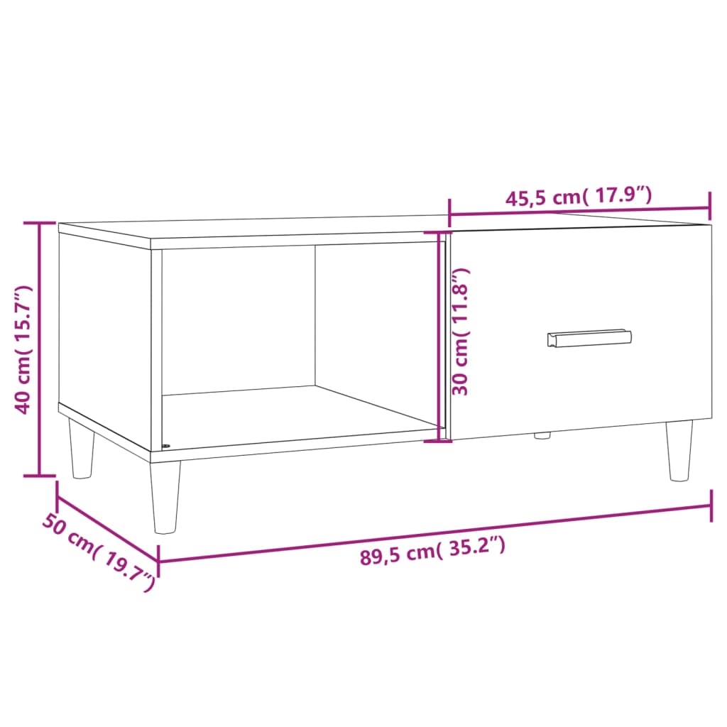 Table basse Blanc brillant 89,5x50x40 cm Bois d’ingénierie - Tables basses