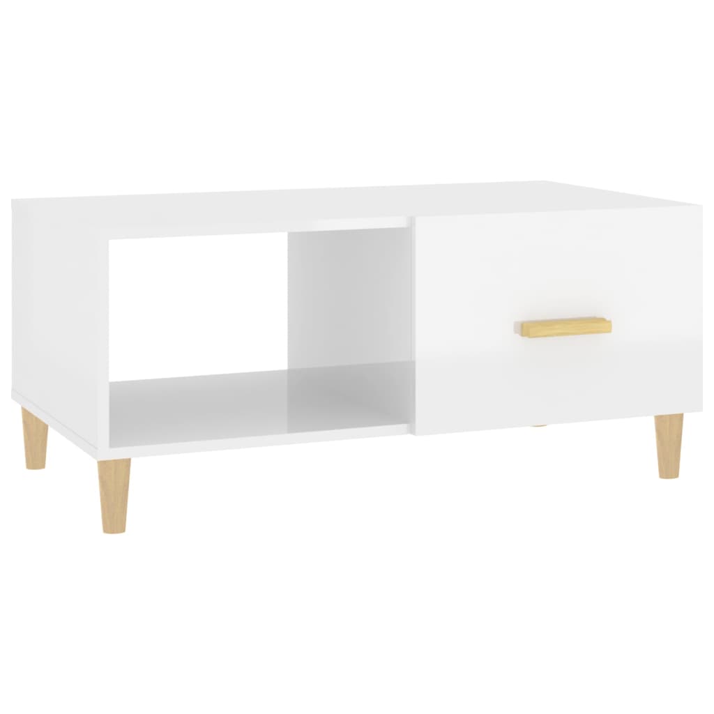 Table basse Blanc brillant 89,5x50x40 cm Bois d’ingénierie - Tables basses