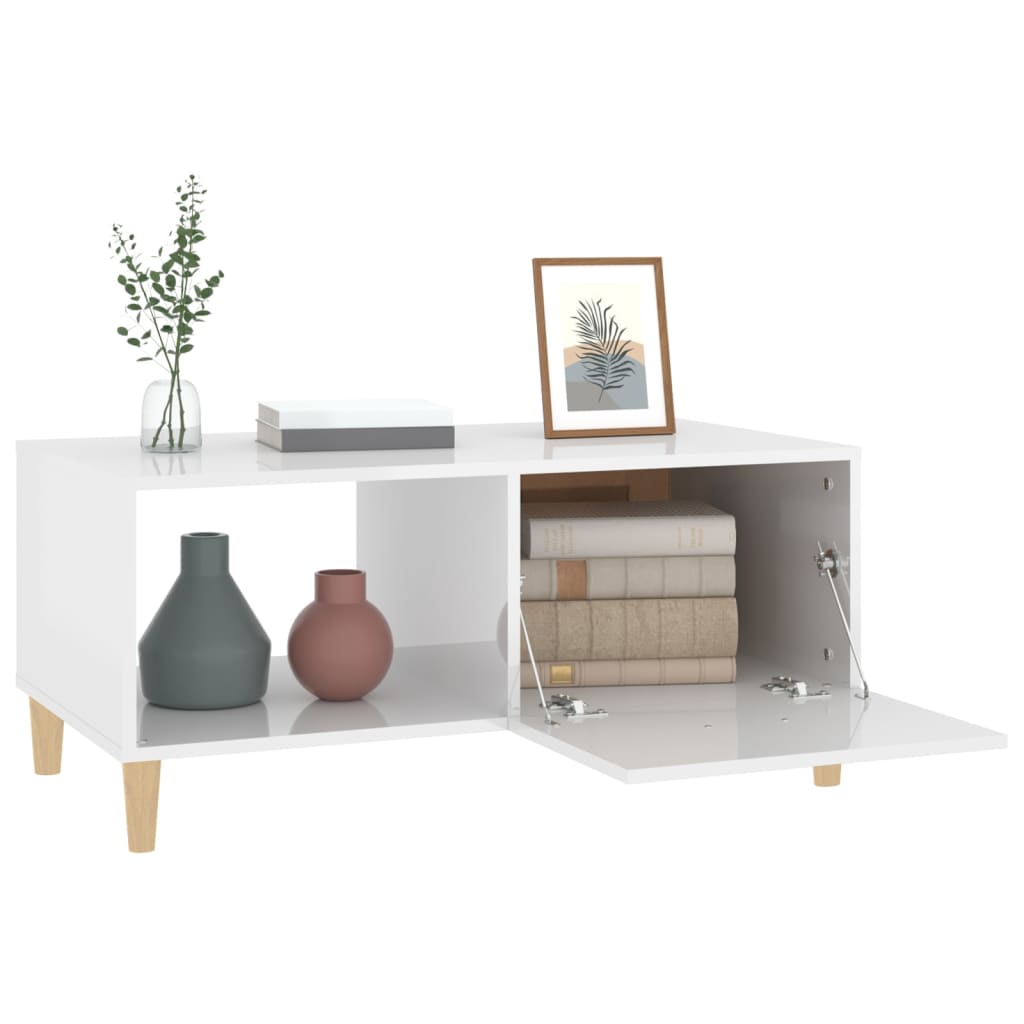 Table basse Blanc brillant 89,5x50x40 cm Bois d’ingénierie - Tables basses
