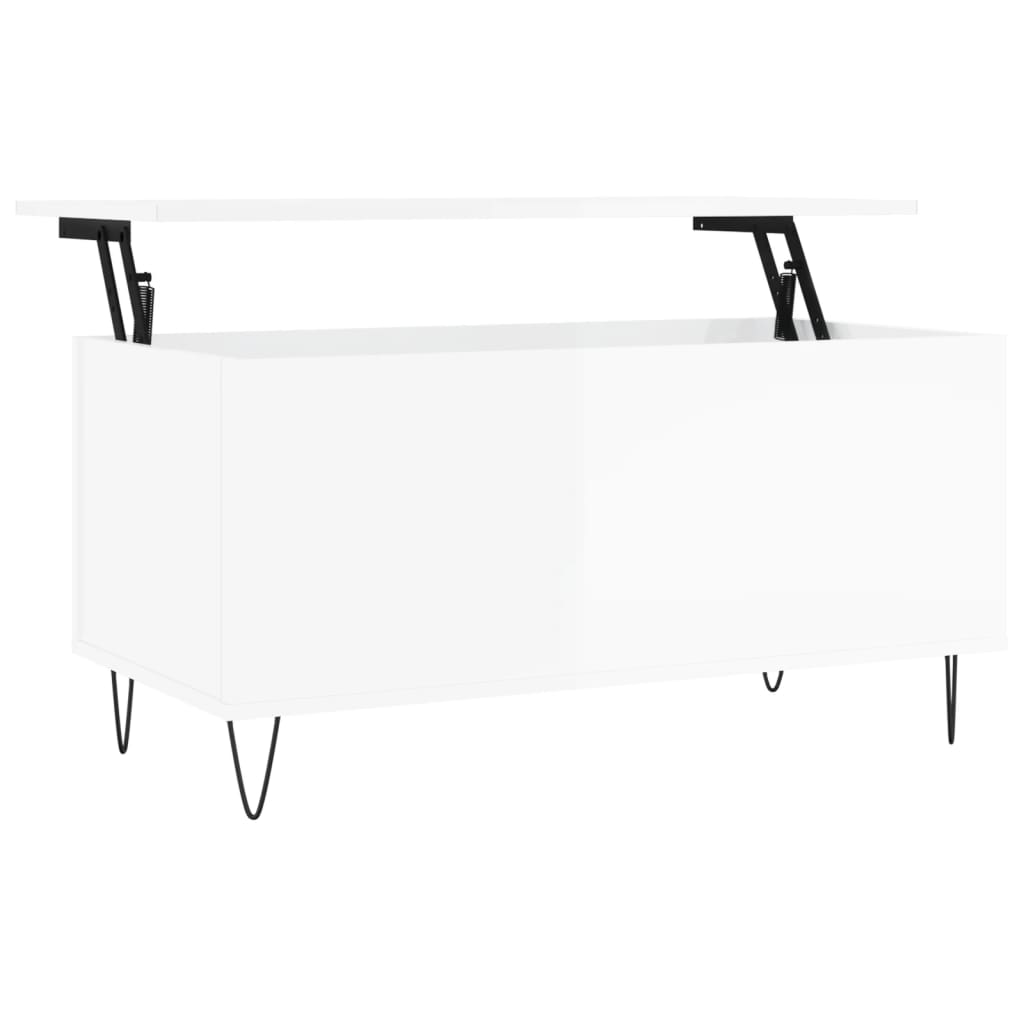 Table basse Blanc brillant 90x44,5x45 cm Bois d’ingénierie - Tables basses