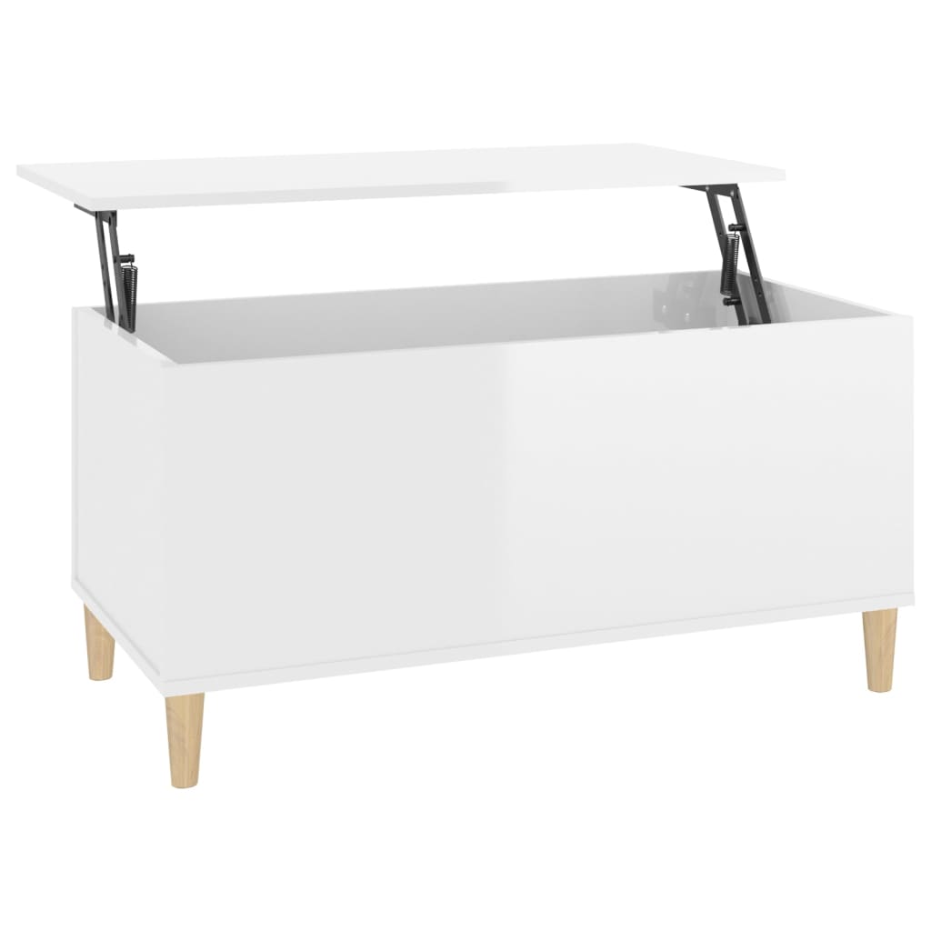 Table basse Blanc brillant 90x44,5x45 cm Bois d’ingénierie - Tables basses