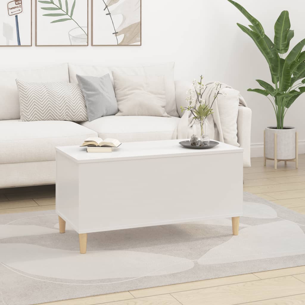 Table basse Blanc brillant 90x44,5x45 cm Bois d’ingénierie - Tables basses