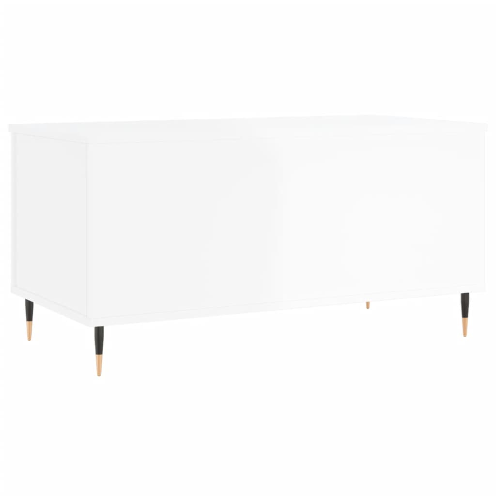 Table basse Blanc brillant 90x44,5x45 cm Bois d’ingénierie - Tables basses