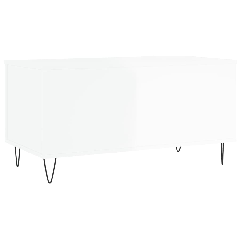 Table basse Blanc brillant 90x44,5x45 cm Bois d’ingénierie - Tables basses