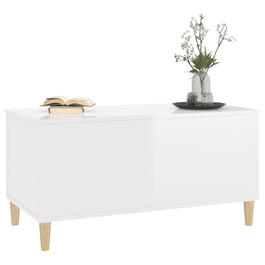 Table basse Blanc brillant 90x44,5x45 cm Bois d’ingénierie - Tables basses