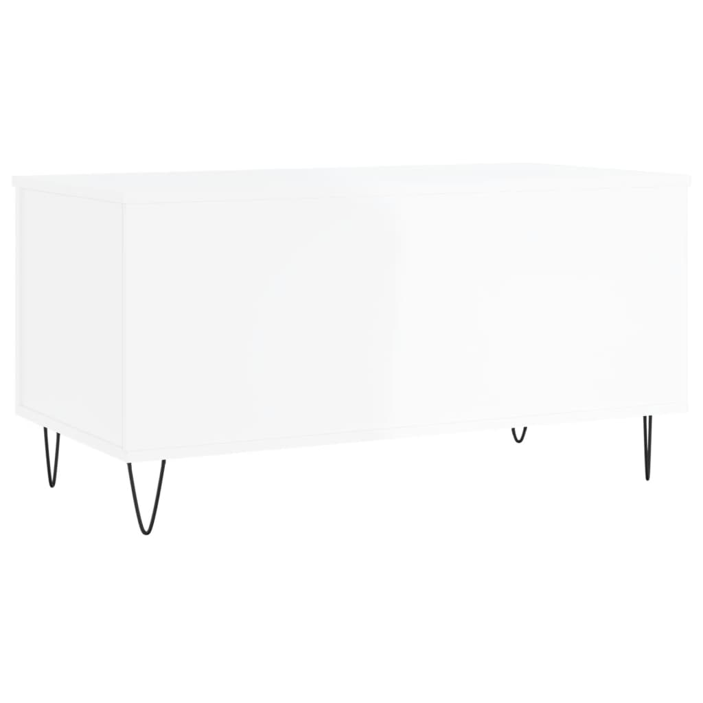 Table basse Blanc brillant 90x44,5x45 cm Bois d’ingénierie - Tables basses